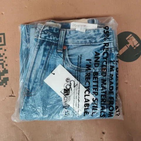 BAGGED STRADIVARIUS PETITE D92 STRAIGHT WIDE-LEG JEANS IN BLUE SIZE UK 8