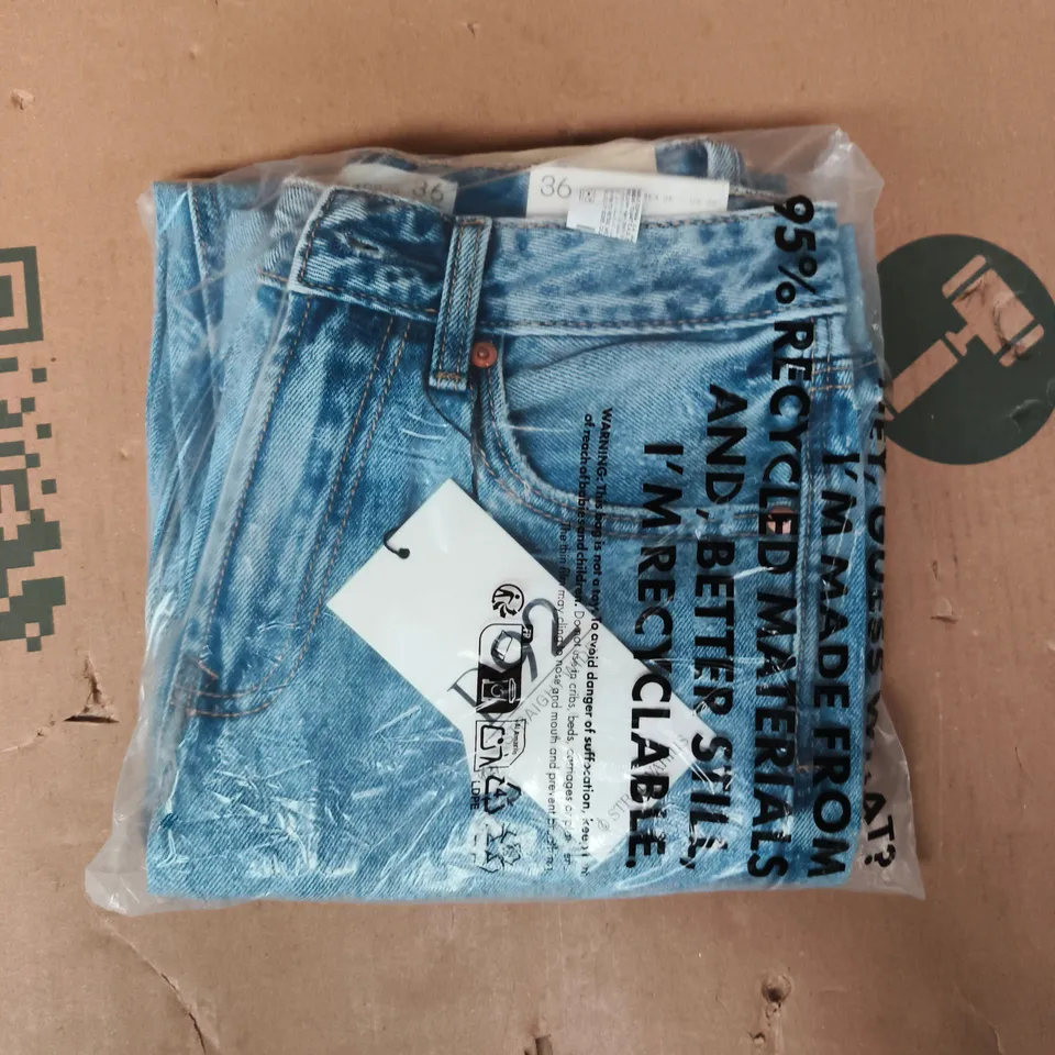 BAGGED STRADIVARIUS PETITE D92 STRAIGHT WIDE-LEG JEANS IN BLUE SIZE UK 8