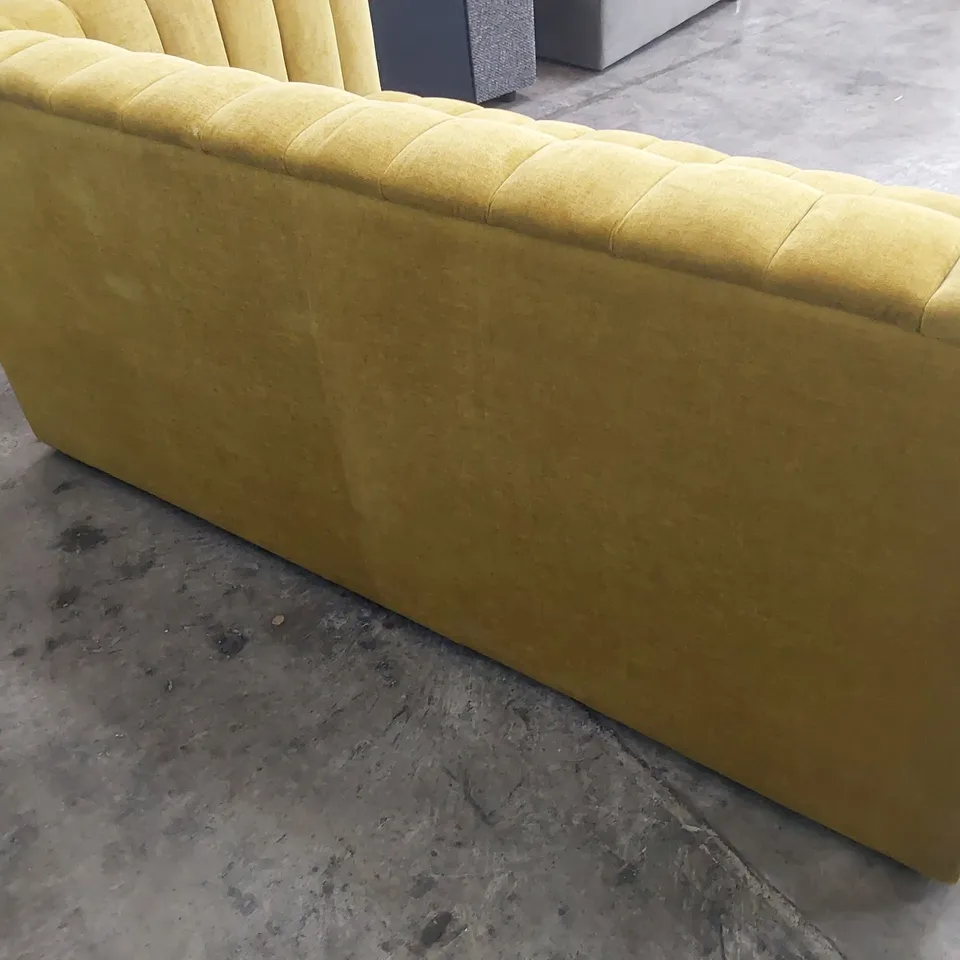 DESIGNER TWO SEATER RIBBED SOFA GOLD PLUS FABRIC
