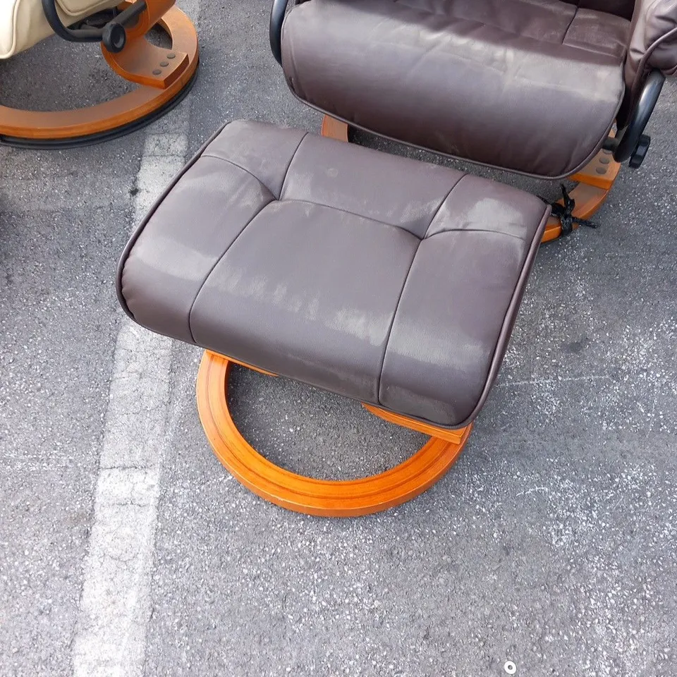 DESIGNER SANTIAGO BROWN SWIVEL CHAIR WITH FOOTSTOOL