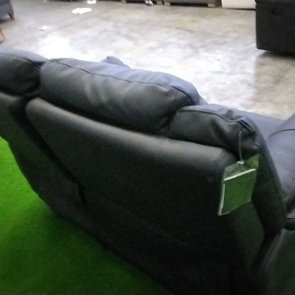 DESIGNER BLACK FAUX LEATHER RECLINING TWO SEATER SOFA