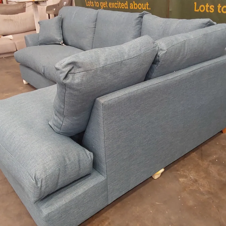 QUALITY DESIGNER HALF-CHAISE CORNER SOFA - OCEAN BLUE FABRIC