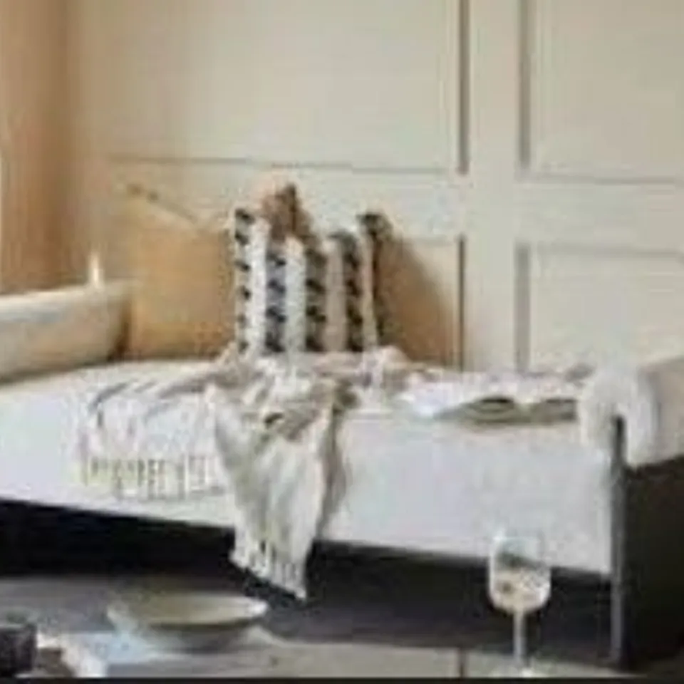 BOXED MAEVE NATURAL FABRIC DARK WOOD DAY BED BENCH