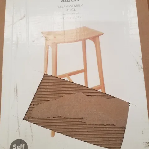 BOXED DUNELM ALBERT SELF ASSEMBLY STOOL MODERN CORE OAK H68×W38×D28CM