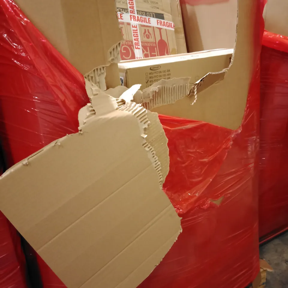 PALLET OF ASSORTED HOUSEHOLD GOODS AND PRODUCTS TO INCLUDE;MIRROR, CEILING FAN,CLOCK
