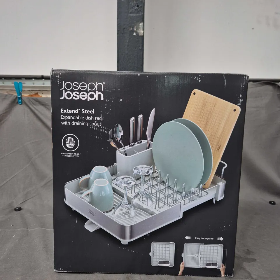 JOSEPH JOSEPH EXTEND STEEL EXPANDABLE DISH RACK WITH DRAINING SPOUT – BOXED