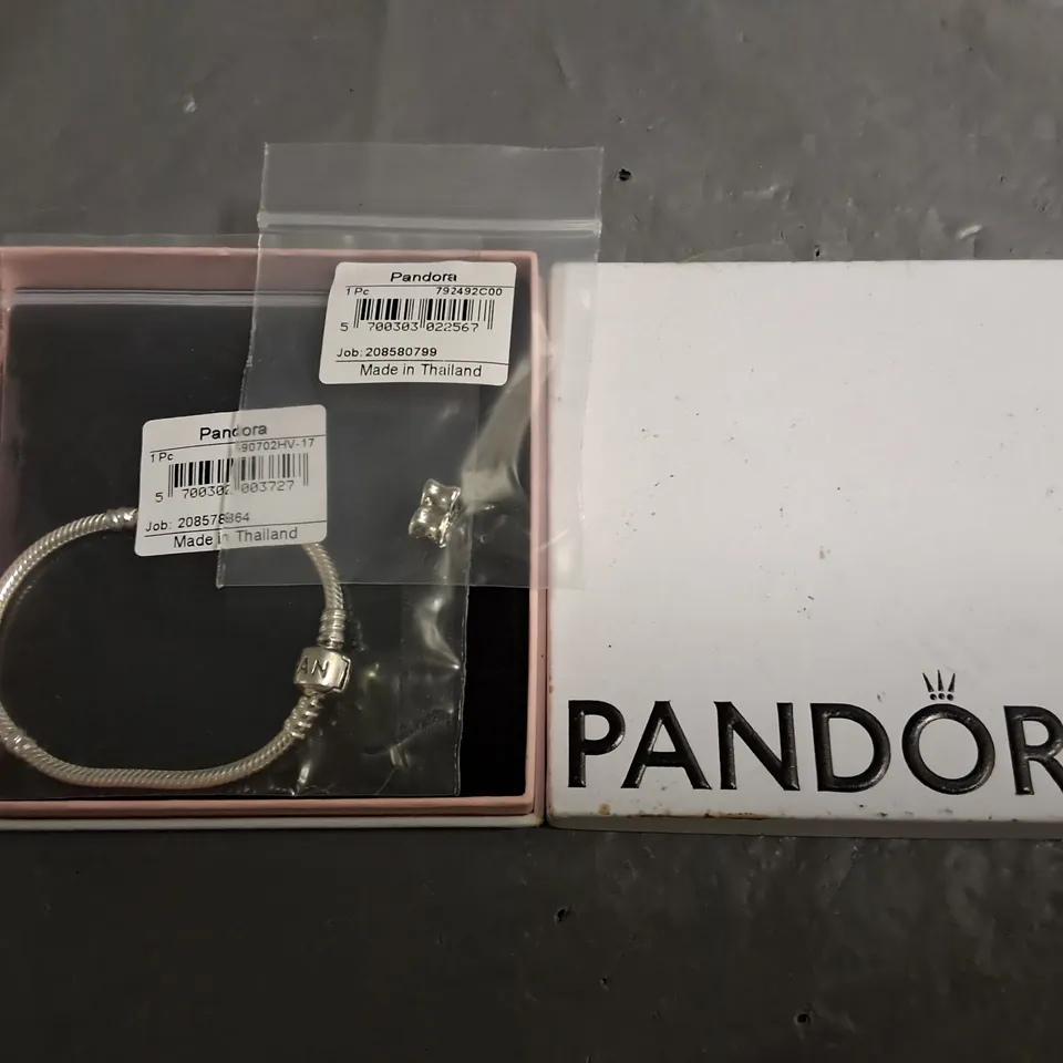 PANDORA BRACELET WITH HEART THEMED CHARM