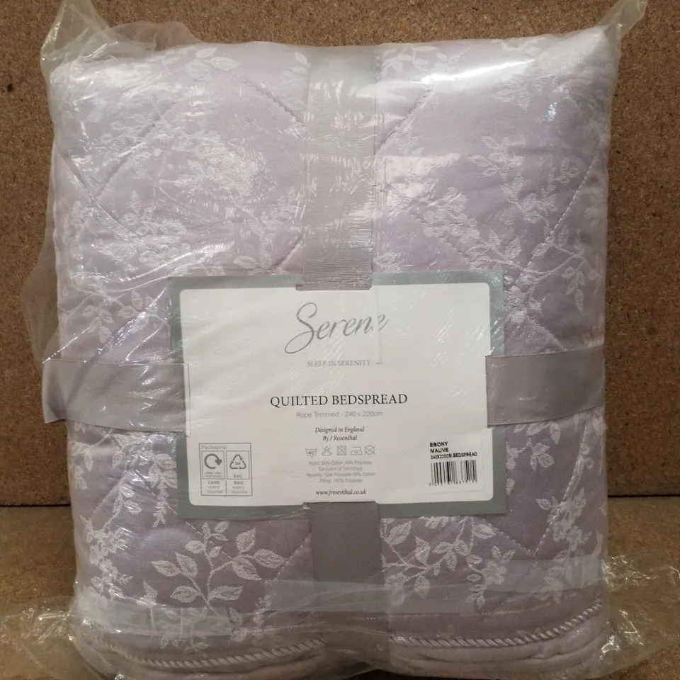 BRAND NEW SERENE MAUVE 240×220CM ROPE TRIMMED BEDSPREAD - EBONY