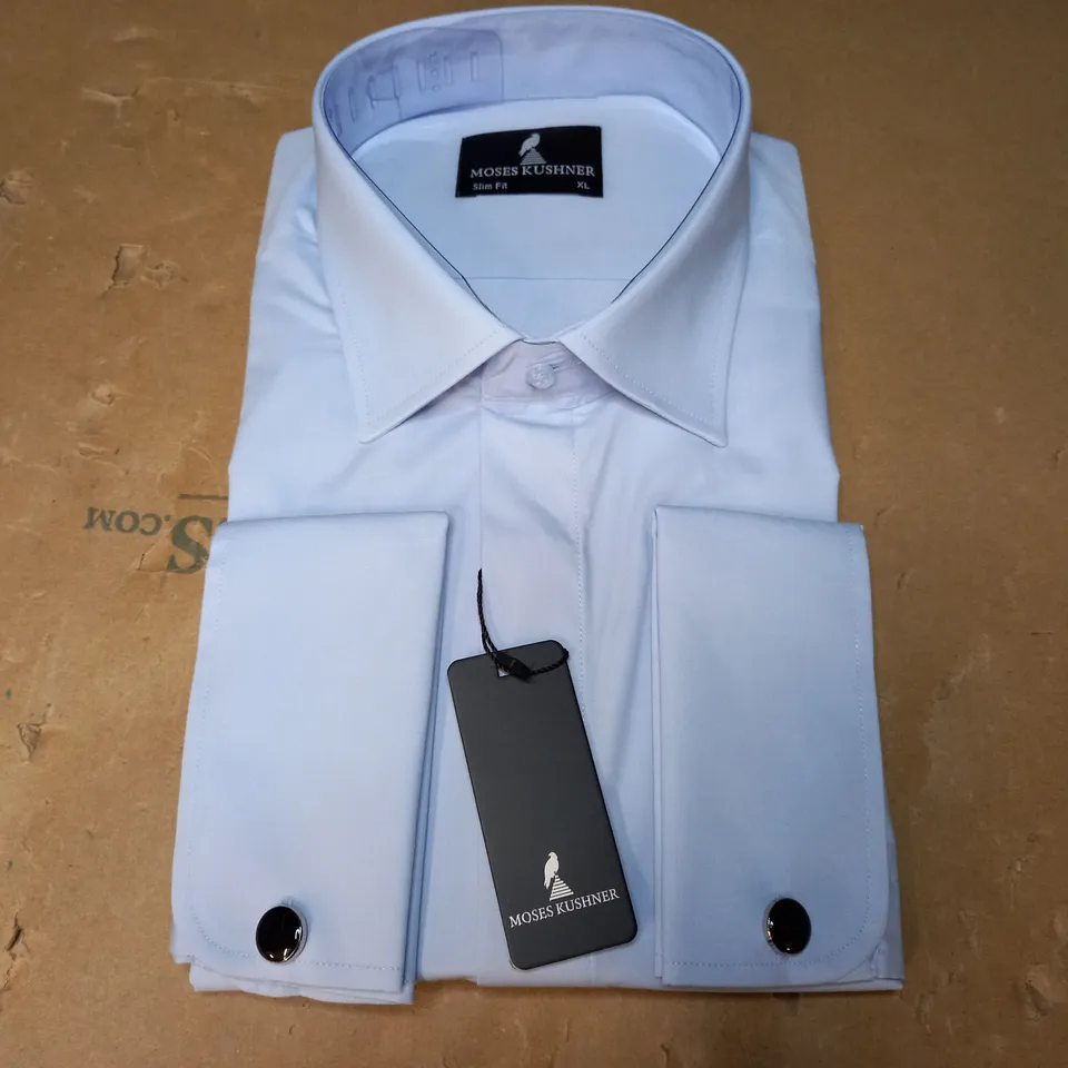 MOSES KUSHNER LOT OF 5 LONG SLEEVE SLIM FIT BUTTONED LIGHT BLUE SHIRTS - XL