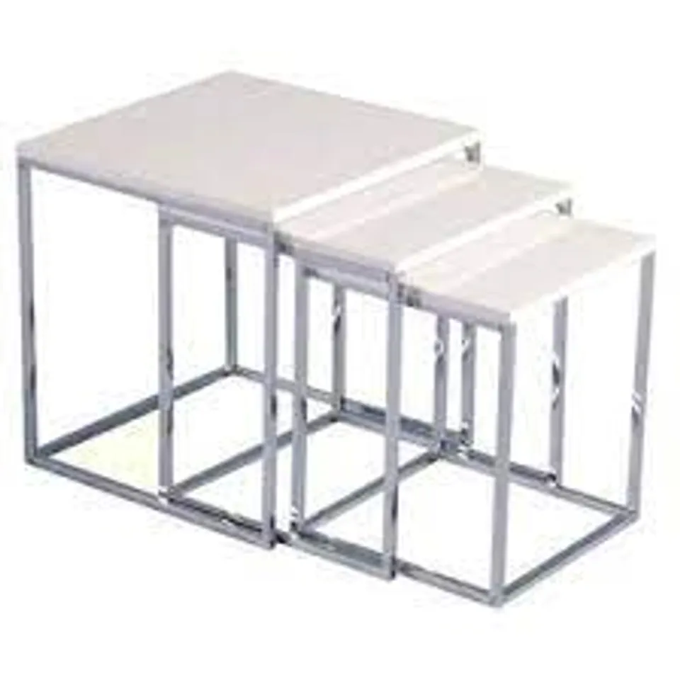 BOXED CHARISMA NEST OF TABLES - WHITE GLOSS & CHROME