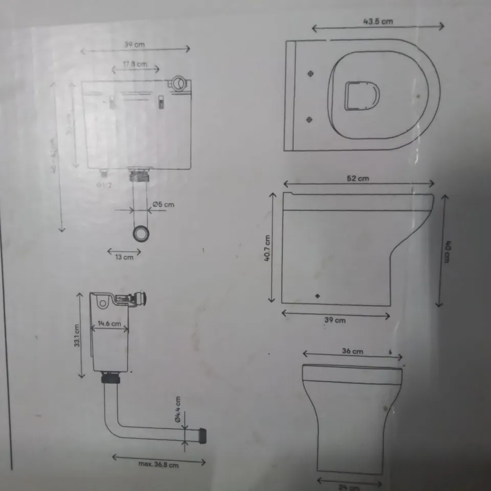 BOXED CAVALLY RIMLESS BACK TO WALL TOILET WITH CONCEALED CISTERN