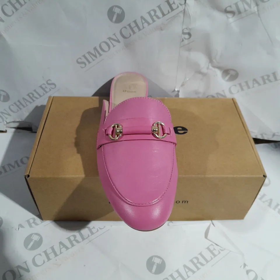 BOXED DUNE LONDON PINK LEATHER SLIM SOLE BACKLESS SHOES SIZE 7/40