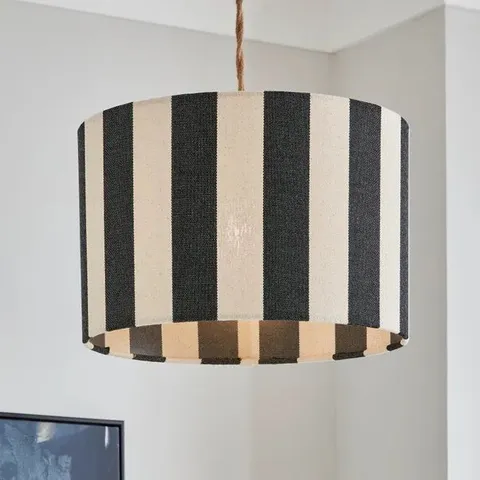 BOXED BEATRICE STRIPE DRUM LAMP SHADE - BLACK
