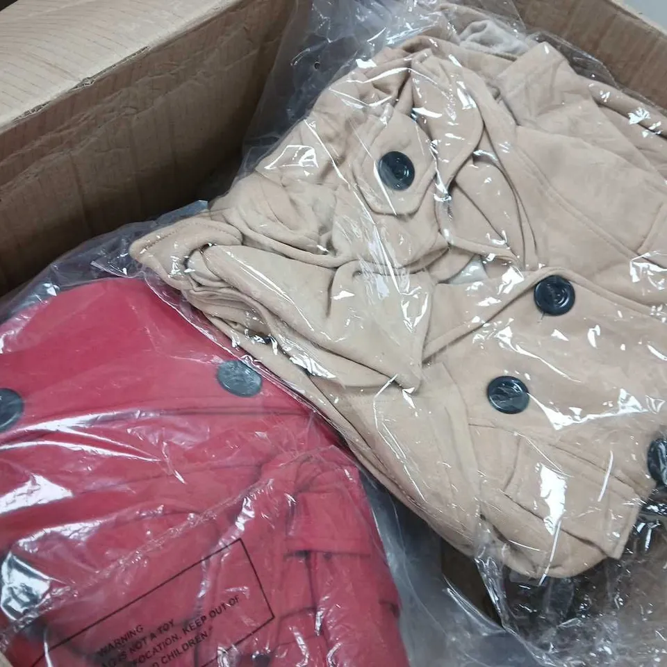 BOX OF APROX 10 JACKETS IN VARIOUS COLOURS AND SIZES - JOB LOT 