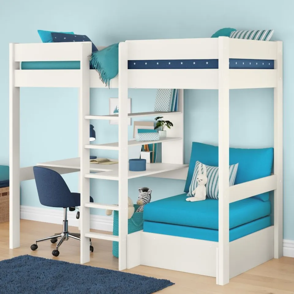 BOXED UNO HIGHSLEEPER WITH A CHAIR BED - WHITE (4 BOXES)