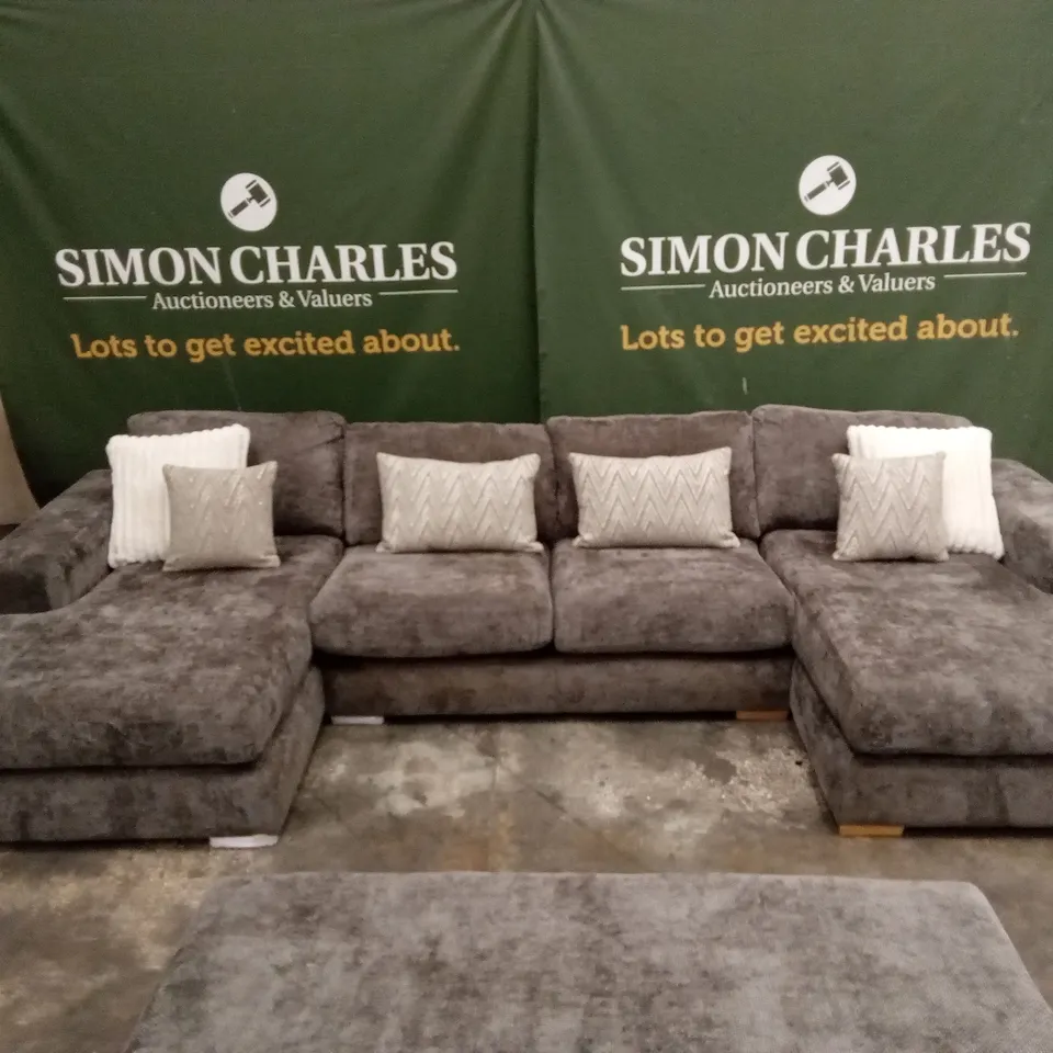 BROADGATE LARGE U-SHAPE MODULAR SOFA WITH FOOTSTOOL - GREY RRP £3299