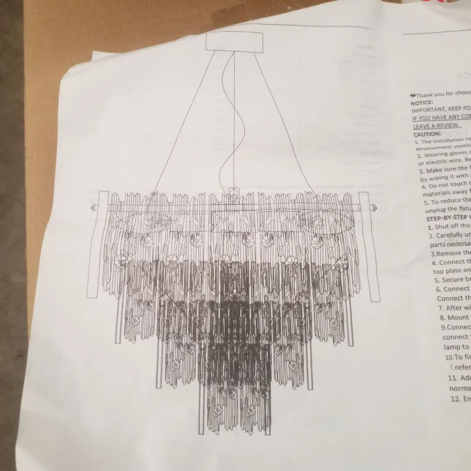BOXED 1-LIGHT GOLD CEILING CHANDELIER