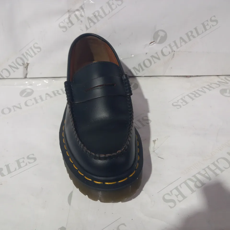 BOXED PAIR OF DR MARTENS FAUX LEATHER LOAFERS IN BLACK UK SIZE 4