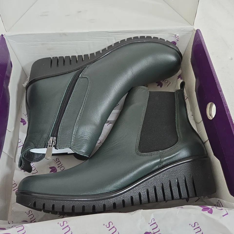 UK 6 LOTUS DRESDEN ULB382 GREEN LEATHER ANKLE BOOTS