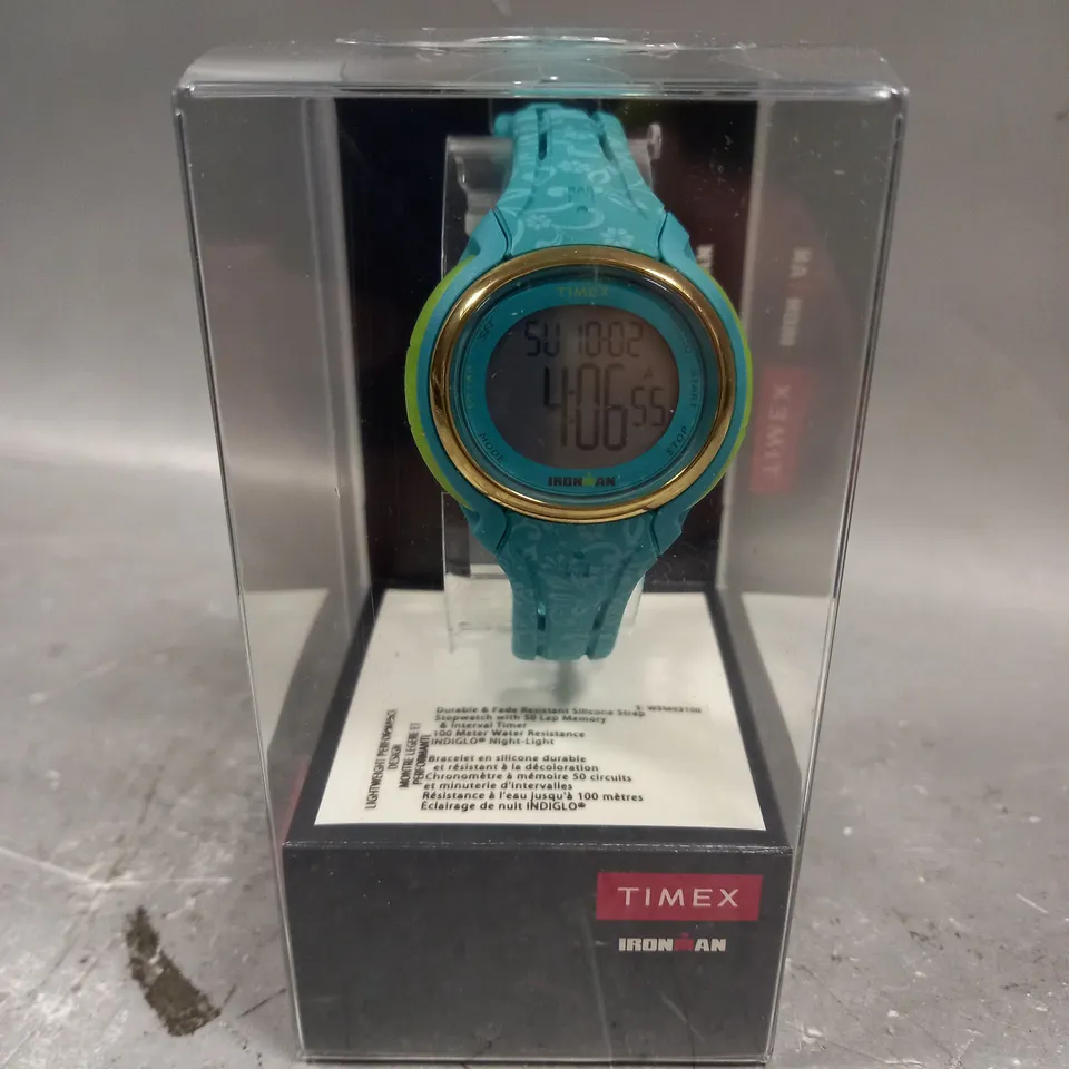 BOXED TIMEX IRONMAN SLEEK TURQUOISE DIGITAL WATCH 