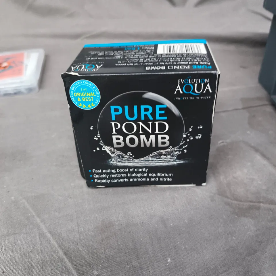 APPROXIMATELY 10 ASSORTED HOUSEHOLD ITEMS INCLUDING TIGER SEAL , SERRATED DRILL BITS , PURE POND BOMB