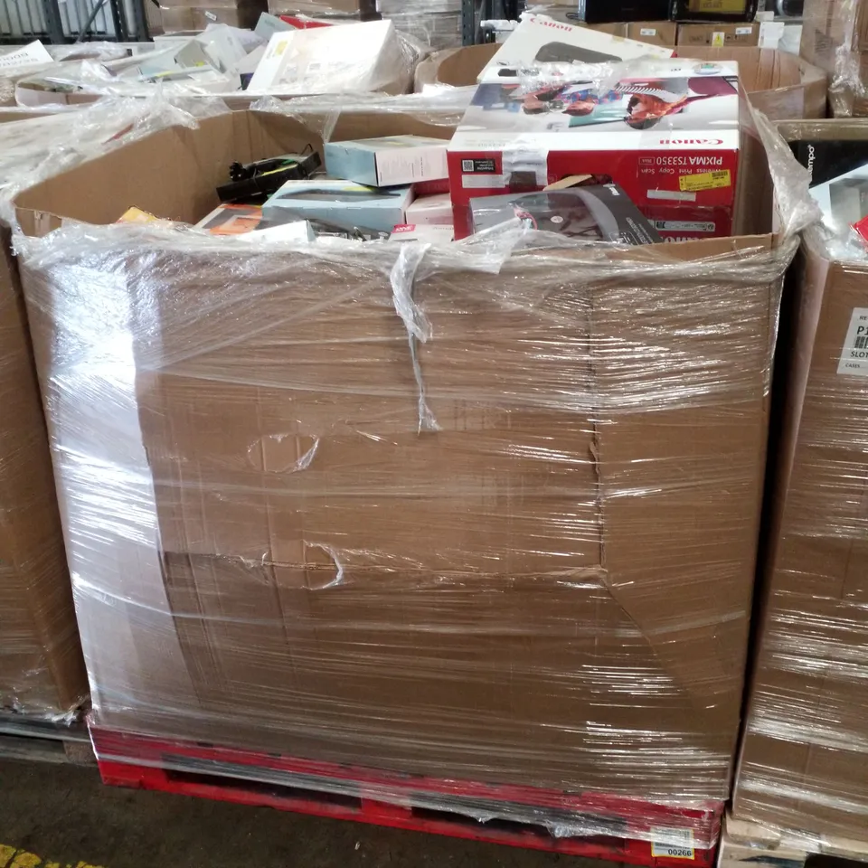 PALLET CONTAINING ASSORTED ELECTRICAL PRODUCTS INCLUDING PRINTER, SPEAKERS, HEADPHONES & DVD PLAYERS