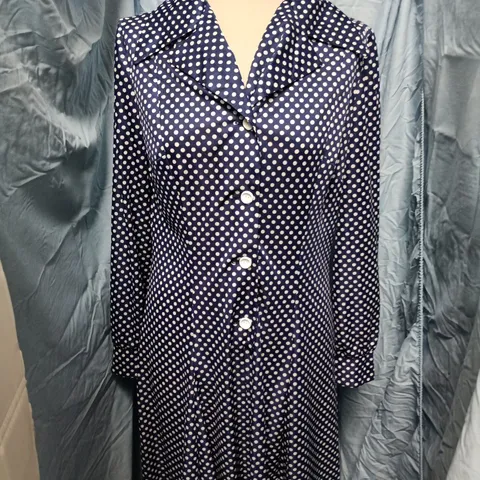 TOPLET NAVY BLUE POLKA DOT DRESS, MADE IN ENGLAND