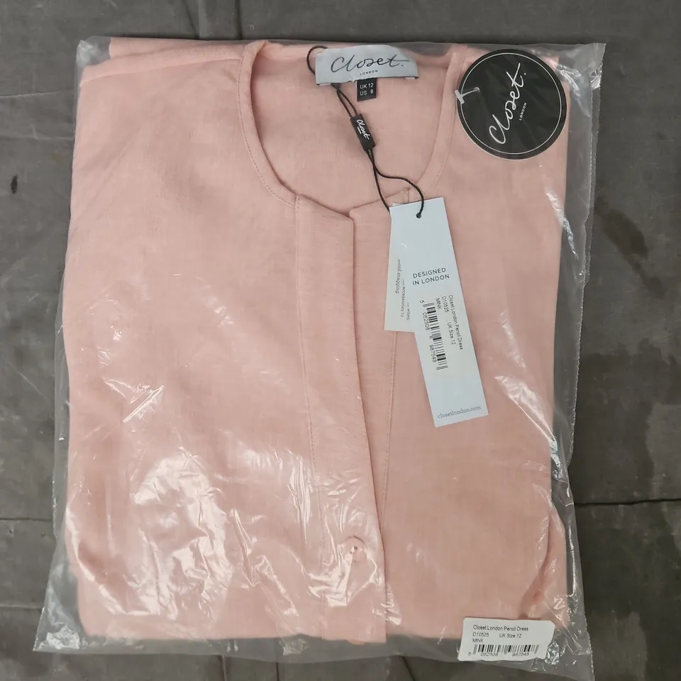 BAGGED CLOSET LONDON PENCIL DRESS IN MINK SIZE UK 12