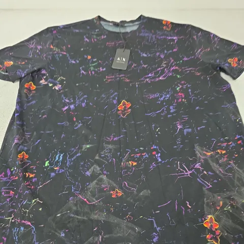 ARMANI EXCHANGE A/X T-SHIRT – ALL-OVER FLORAL PRINT, BLACK, XL