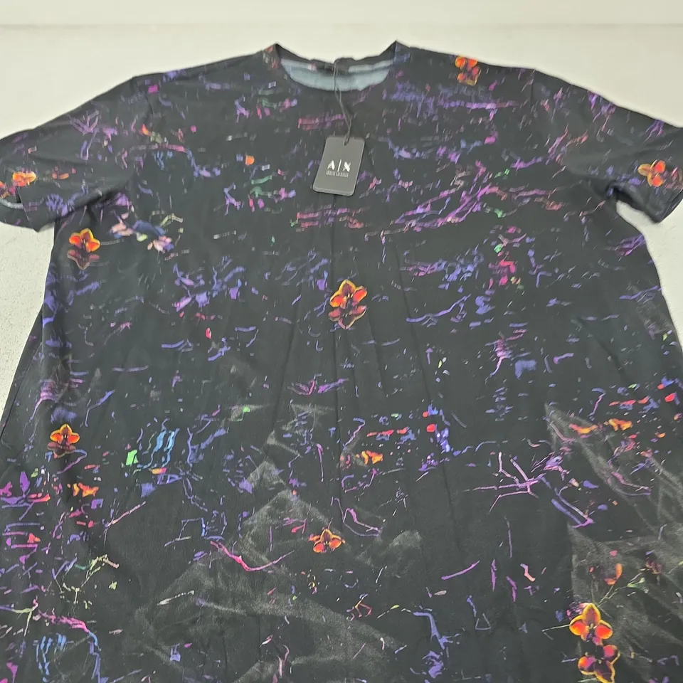 ARMANI EXCHANGE A/X T-SHIRT – ALL-OVER FLORAL PRINT, BLACK, XL
