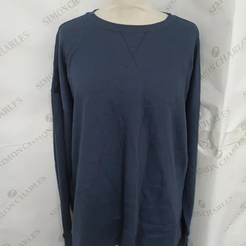 SWEATY BETTY AFTER CLASS LONGLINE SWEATSHIRT IN NAVY BLUE SIZE M