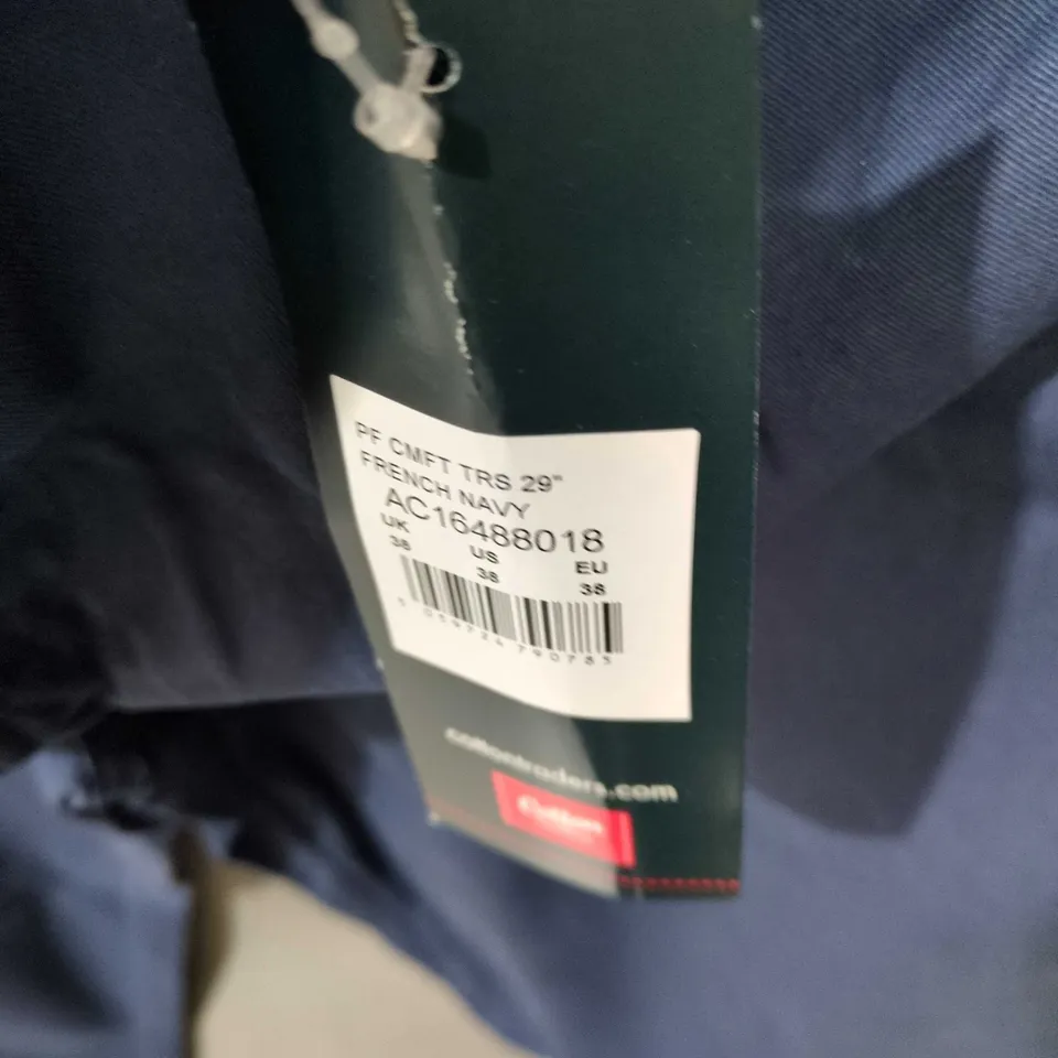 COTTON TRADERS NAVY COTTON TROUSERS, UK 38