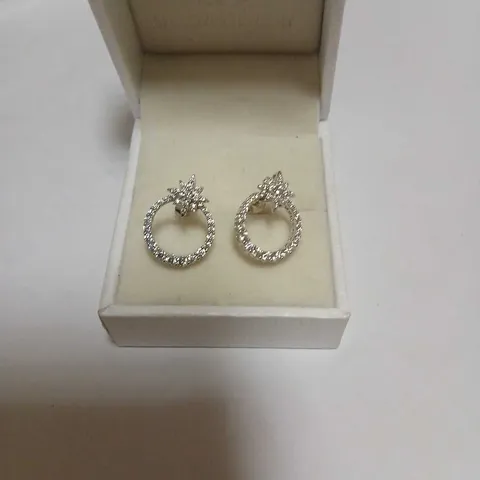 DIAMONIQUE 0.7CT TW STAR CIRCLE EARRINGS STERLING SILVER 