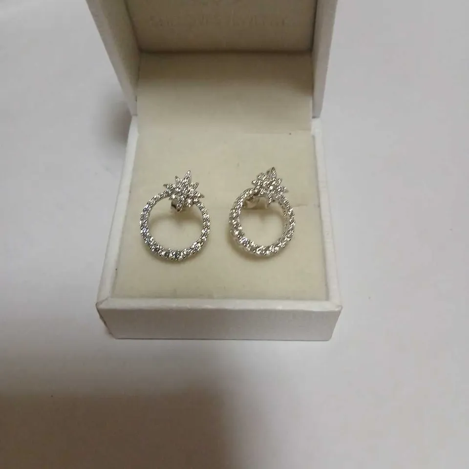 DIAMONIQUE 0.7CT TW STAR CIRCLE EARRINGS STERLING SILVER 