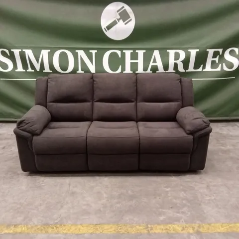ALBION CHENILLE 3 SEATER HIGH BACK MANUAL RECLINER SOFA - CHARCOAL