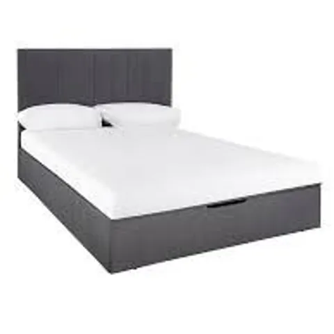 BOXED NOVA END LIFT STORAGE OTTOMAN DOUBLE BED - CHARCOAL FABRIC (4 BOXES)