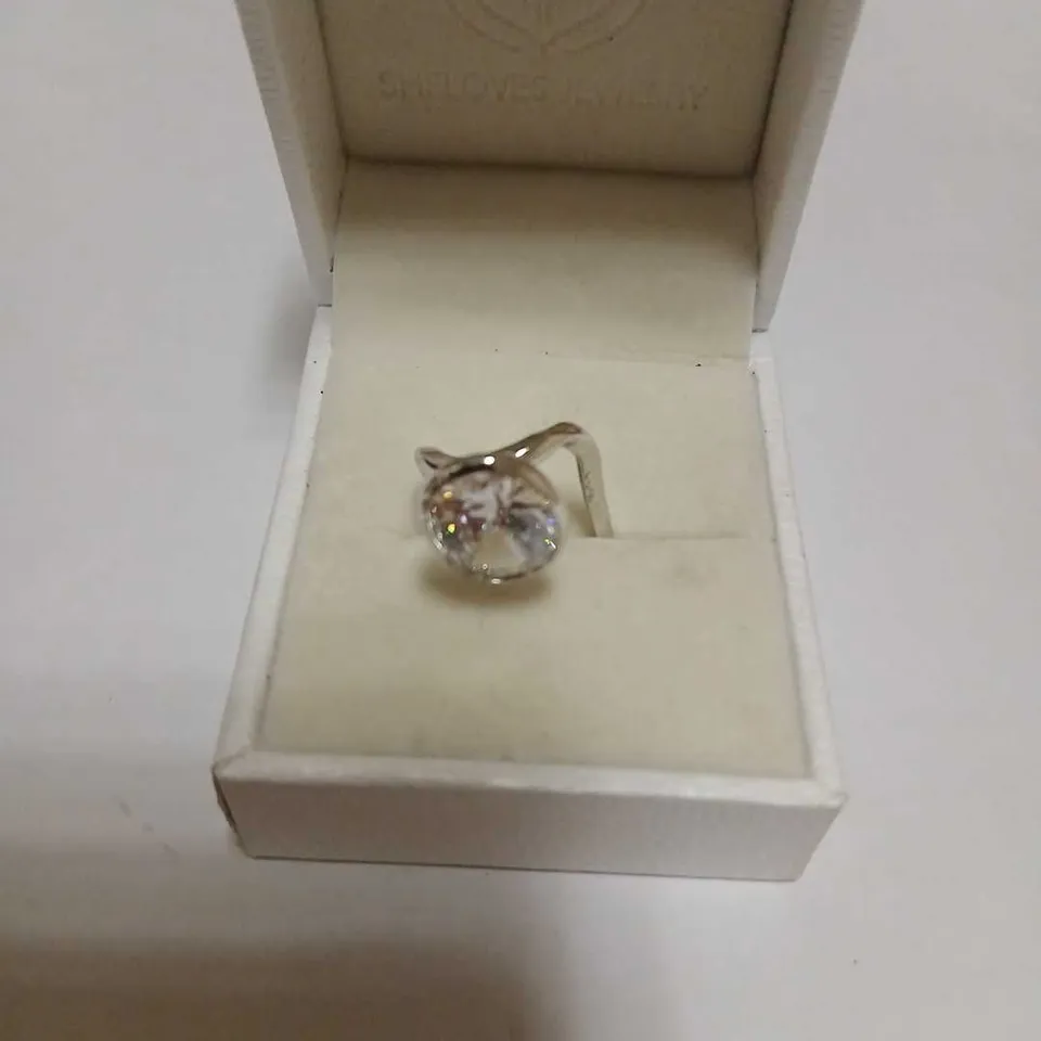 DIAMONIQUE 4CT TW OVAL CUT BEZEL SET RING STERLING SILVER 