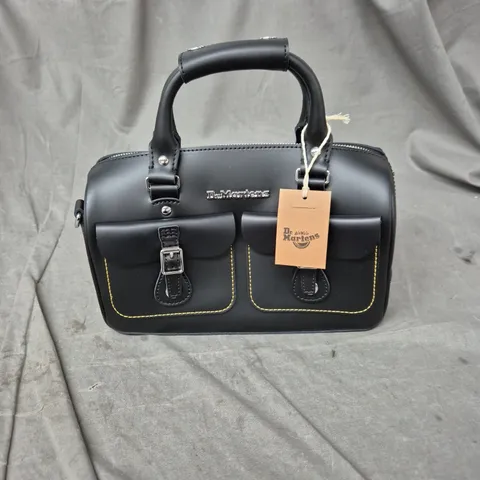 DR. MARTENS LEATHER HANDBAG – BLACK WITH YELLOW STITCHING