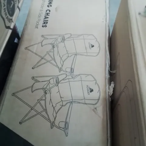 BOXED VOYAGER SET OF 2 PADDED CAMPING CHAIRS BLUE