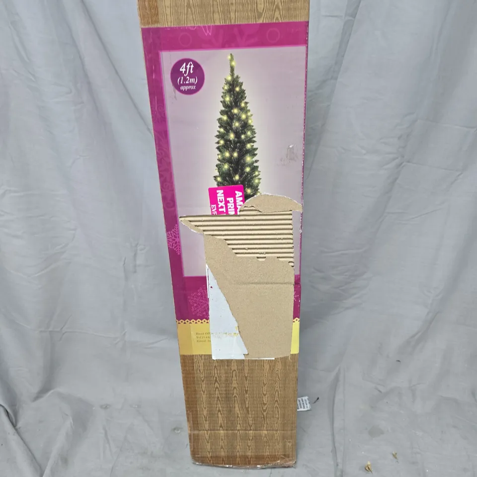 SHATCHI PRE-LIT PENCIL TREE, 4FT (1.2M), BOXED