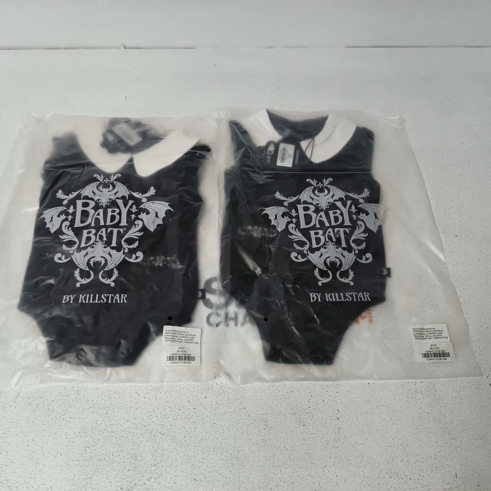 LOT OF APPROXIMATELY 45 BRAND NEW KILLSTAR BOO ALL IN ONES IN BLACK - MAINLY SIZE 18M