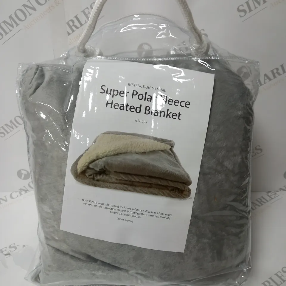 BOXED SUPER POLAR FLEECE 160 X 120CM ELECTRIC BLANKET IN GREY