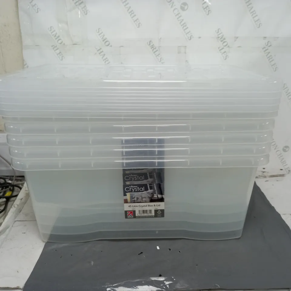 WHAM CRYSTAL 45LITRE CRYSTAL BOX & LID X4 - COLLECTION ONLY 