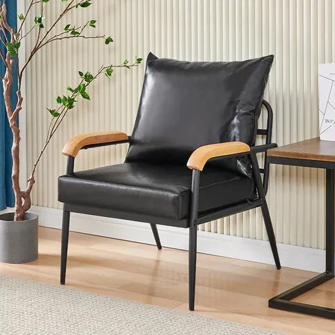 BOXED METAL FRAME FAUX LEATHER CHAIR BLACK (1 BOX)