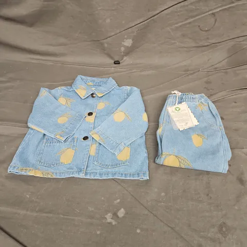 KONGES SLOJD MAGOT JACKET & PANT SET IN LEMON DENIM SIZE 12M