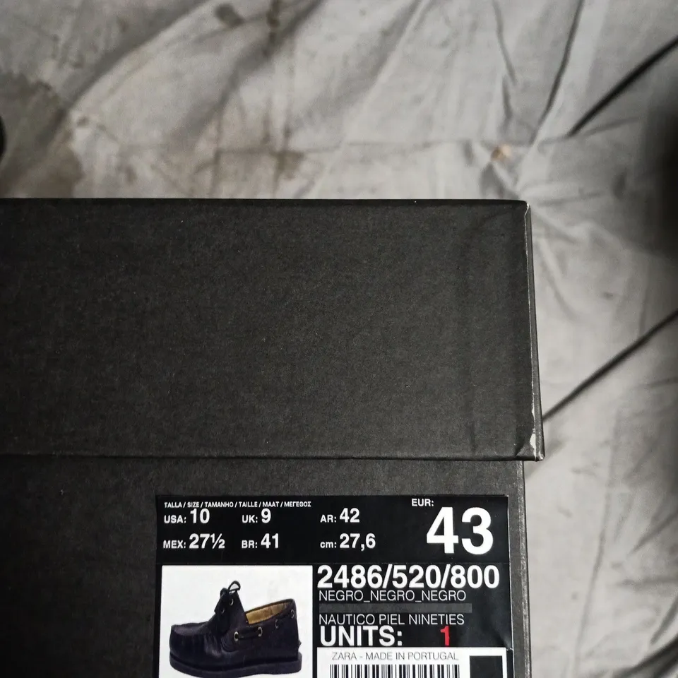 ZARA MEN'S BLACK LEATHER LOAFERS – UK 9 (EU 43), MADE IN PORTUGAL