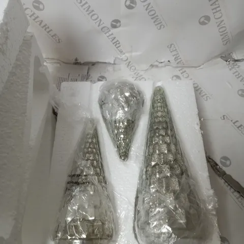 BOXED ALISON CORK SET OF MERCURY GLASS TREES