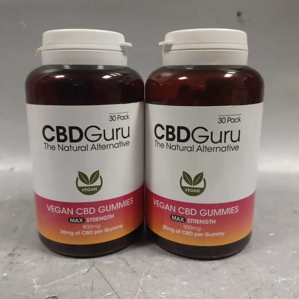 2 X CBD GURU THE NATURAL ALTERNATICE 30 VEGAN CBD GUMMIES 30MG (900MG) 