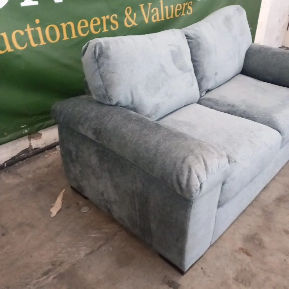 DESIGNER SILVER FABRIC TWO SEATER SOFA