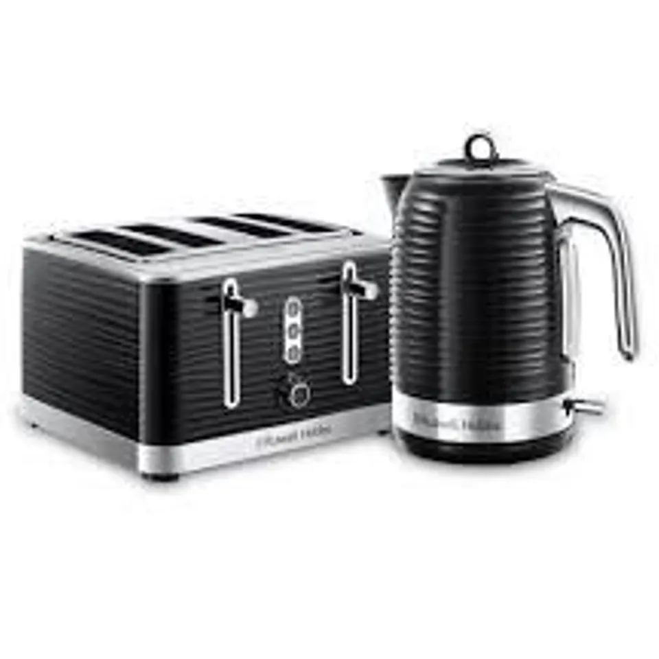 BOXED RUSSELL HOBBS INSPIRE BLACK KETTLE & TOASTER BUNDLE (2 BOXES) RRP £94